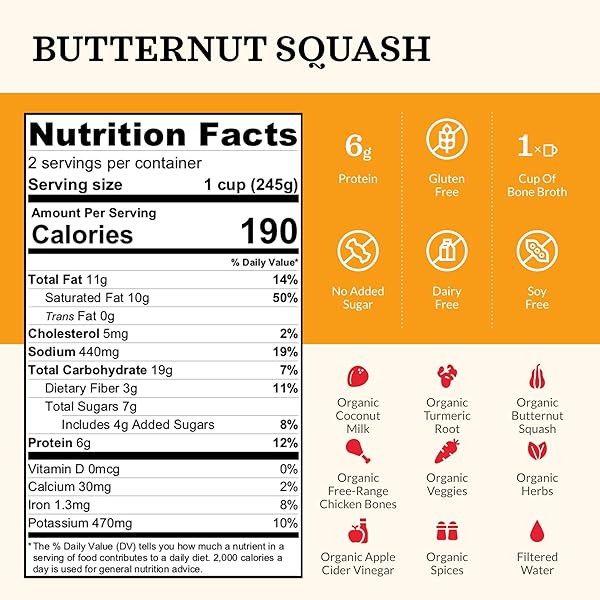 KETTLE & FIRE SOUP, BUTTERNUT SQUASH, 16.9 OZ
