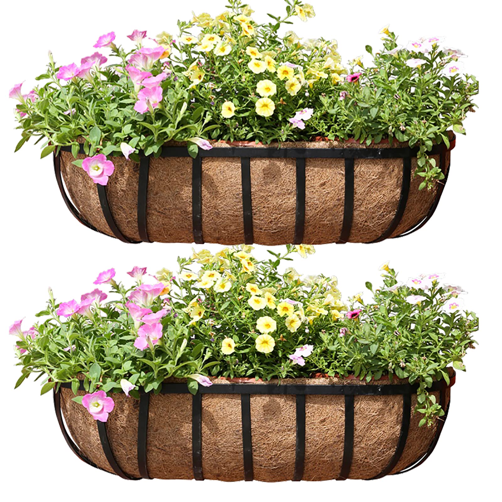 36 Inch Railing Planter Window Box Deck Balcony Rail Planter with Coco ...