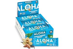 ALOHA Organic Plant Based Protein Bars, Vanilla Almond Crunch, 1.98-Ounce Bars, (Pack of 12)