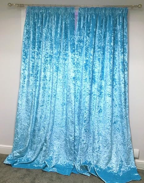 Braperite Luxurious Turquoise Heavy Crushed Velvet Curtains Lined