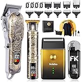 soieho Hair Clipper for Men Set Cordless Electric Hair Clipper T-Shaped Beard Trimmer Nose Hair Trimmer Electric Shaver Professional Haircutting and Beauty Kit