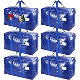KYODOLED 6 Pack Extra Heavy Duty Blue Moving Bags - Large Move In & Packing Bags for College Students, Sturdy Storage Totes with Strong Zipper & Comfortable Handles for Clothes Storage