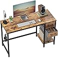 Cubiker Computer Home Office Desk with Drawers, 40 Inch Small Desk Study Writing Table, Modern Simple PC Desk, Brown