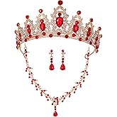 Aimilcall Tiaras Crown And Jewelry Sets for women,Tiaras Earrings and Necklace for Wedding, Birthday,Rhinestone Crystal Bridal Jewelry Sets for Costume Birthday Party Prom A8