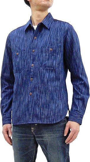 Amazon ステュディオ ダルチザン Studio D Artisan 絣 長袖シャツ 5652 インディゴ染め絣生地 メンズ ワークシャツ シャツ 通販