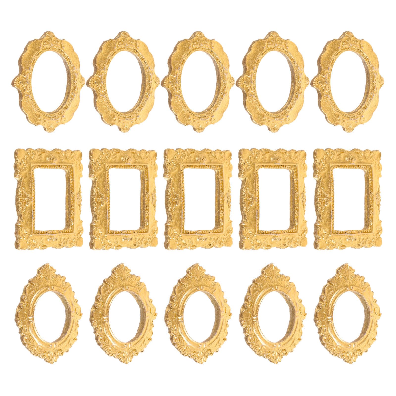 EXCEART 15Pcs Mini Photo Frame Accessories for Dollhouse Crafts Resin Miniature Picture Frames for Diy Decoration and Mini House Ornament 1.57X1.18X0.12In