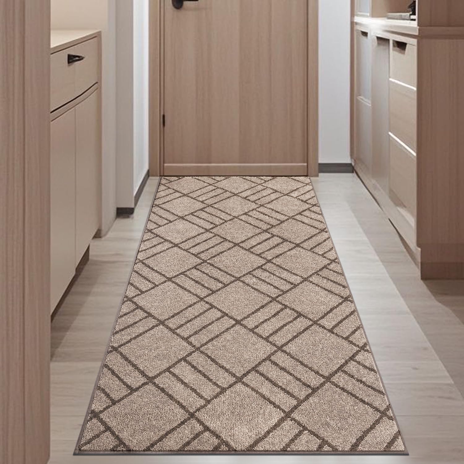 Photo 1 of DOMUSTEX Non Slip Entryway Rug 32" x 70", Dirt Trapper Door Mat, Inside Washable Runner Rug for Kitchen, Bathroom, Bedroom, Floor, Hallway