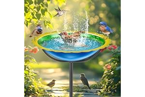 Metal Bird Bath for Outdoors Garden Birdbath Bowl, Freestanding Bird Feeders for Outside with 4 Prongs Base Stake, Standing B
