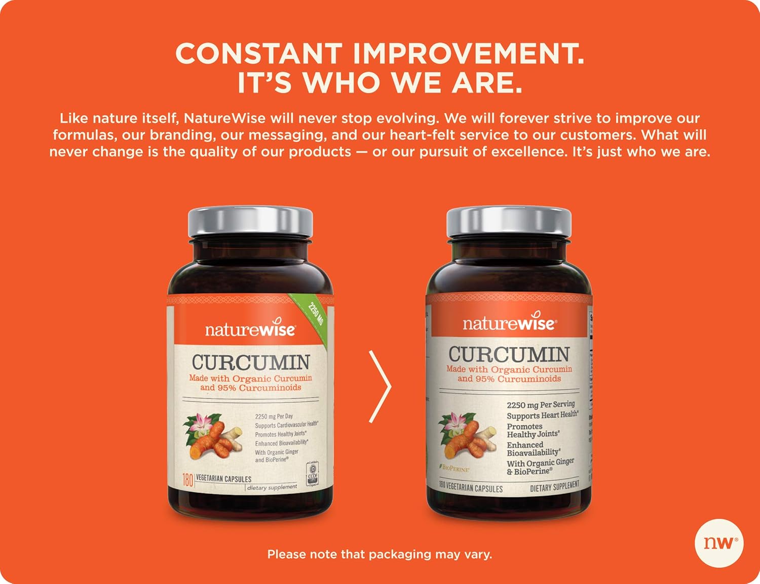 NatureWise Curcumin Turmeric 2250mg (2 Month Supply) | 95% Curcuminoids & BioPerine Black Pepper Extract | Advanced Absorption for Cardiovascular Health Joint Support | Gluten Free Non-GMO [180 Count]: Health & Personal Care