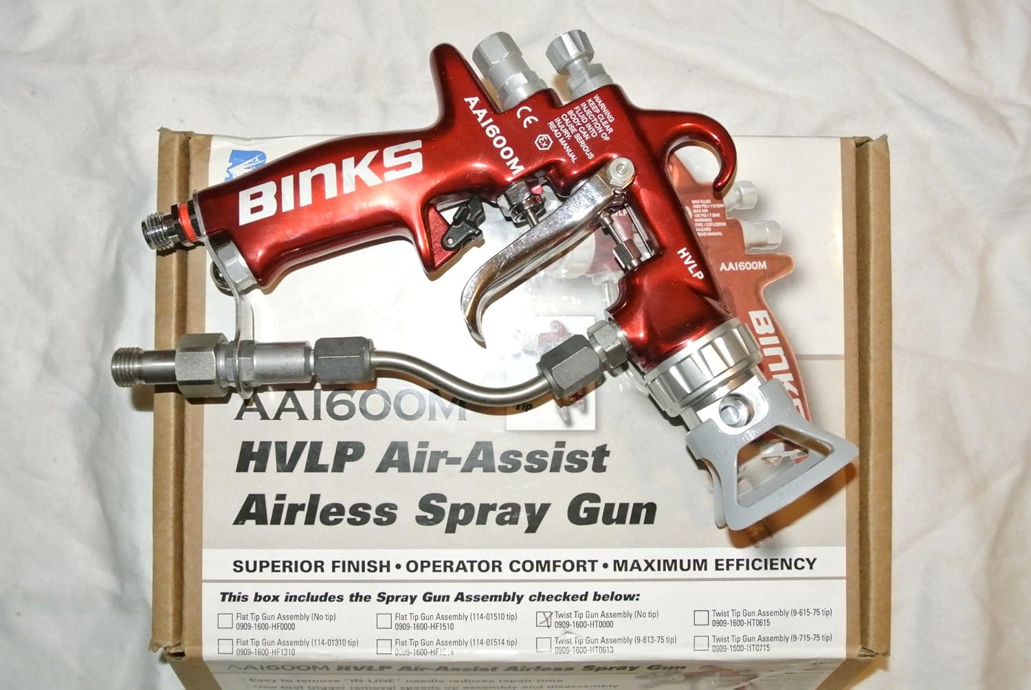 Binks AA1600M HVLP Air Assist Airless Paint spray Gun Kit + Accessories