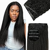 Lashey Invisi Edge Seamless Clip in Hair Extensions Human Hair, 7pcs 110g 14 Inch Clip in Hair Extensions for Women Natural Black Kinky Straight Hair