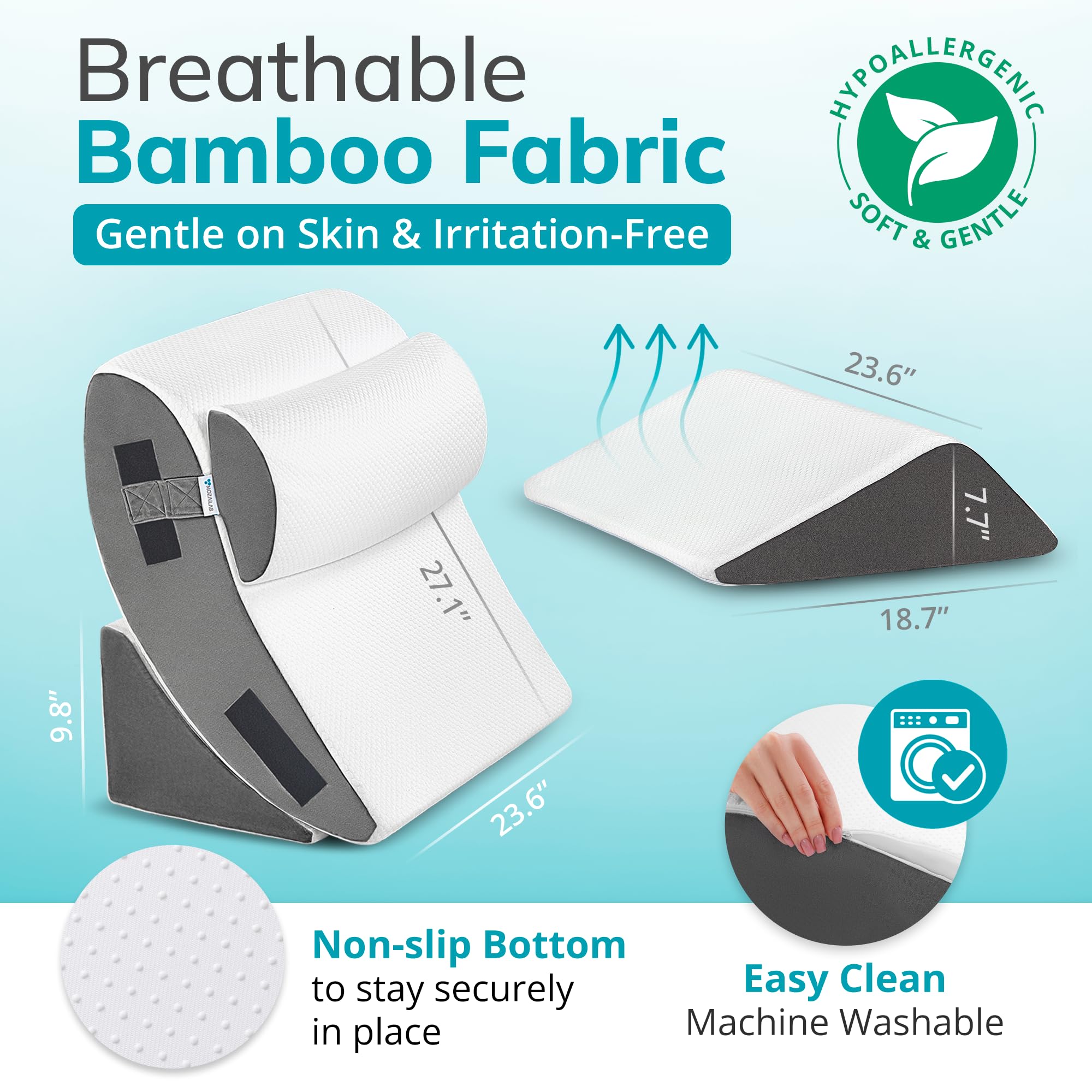 Orthopedic Bed Wedge Pillow Set 4PCS – Memory Foam Wedge Pillow for After Surgery, Shoulder Surgery, Sleeping, Back, Leg, Arm Support – Post Surgery, Acid Reflux, GERD, Snoring Relief