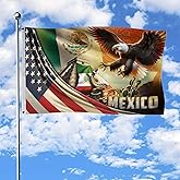 Mexican And American Flags, Large Mexican Flag, Us Mexico House Flags, 3x5 Double Sided Usa Mexico Flag, Brass Grommets 5 (3x5ft)