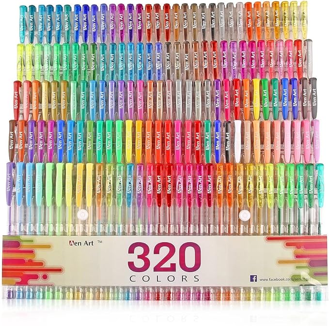 Aen Art Gel Pens 160 Colored Gel Pen Set with 160 Refills Giving 320