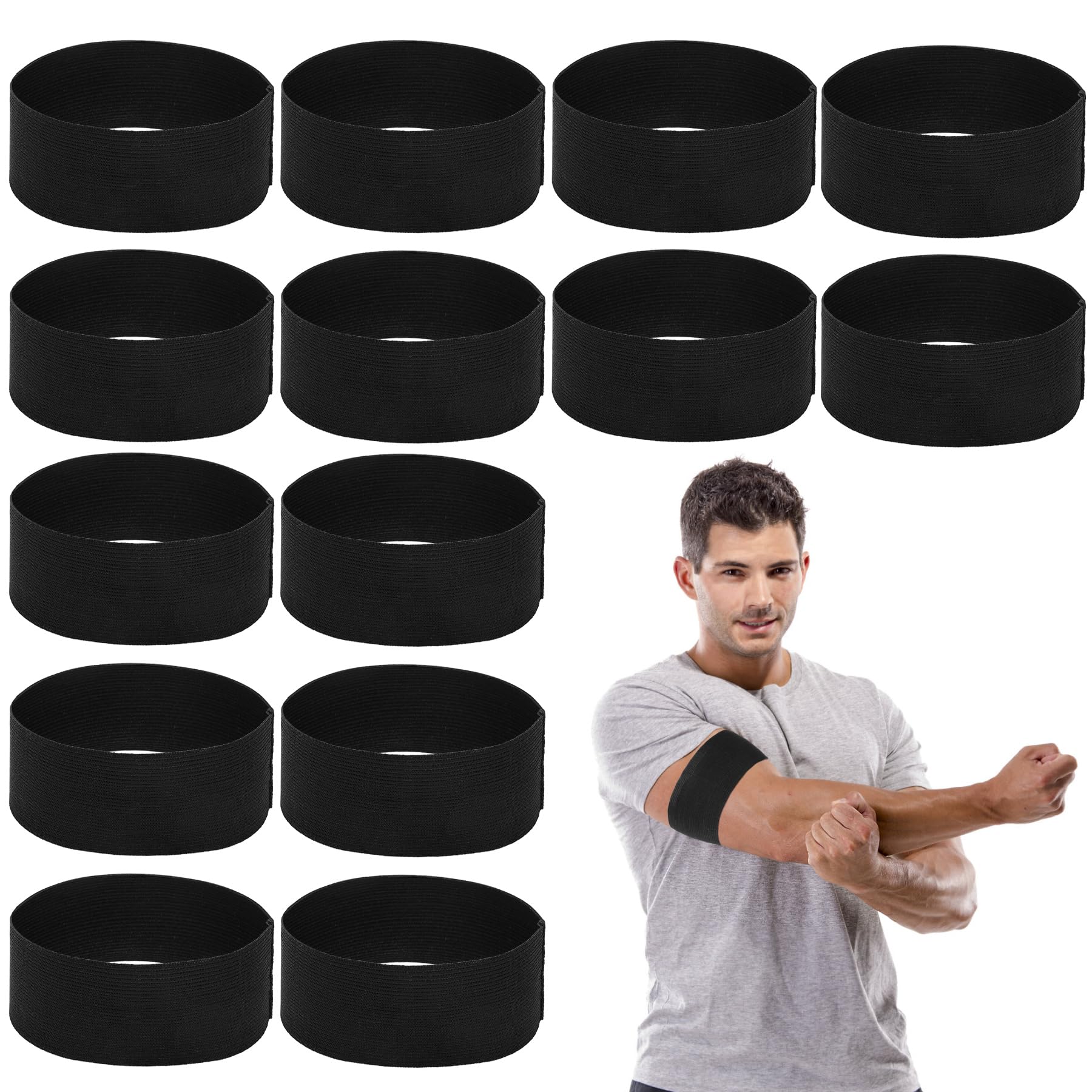 Brelet 24 Pcs Black Arm Bands,Elastic Arm Band for Captain,Black Mourning Armband,Ideal for Football, Basketball,Cycling and Shooting. Also,a Fitting Accessory for Funeral Condolences
