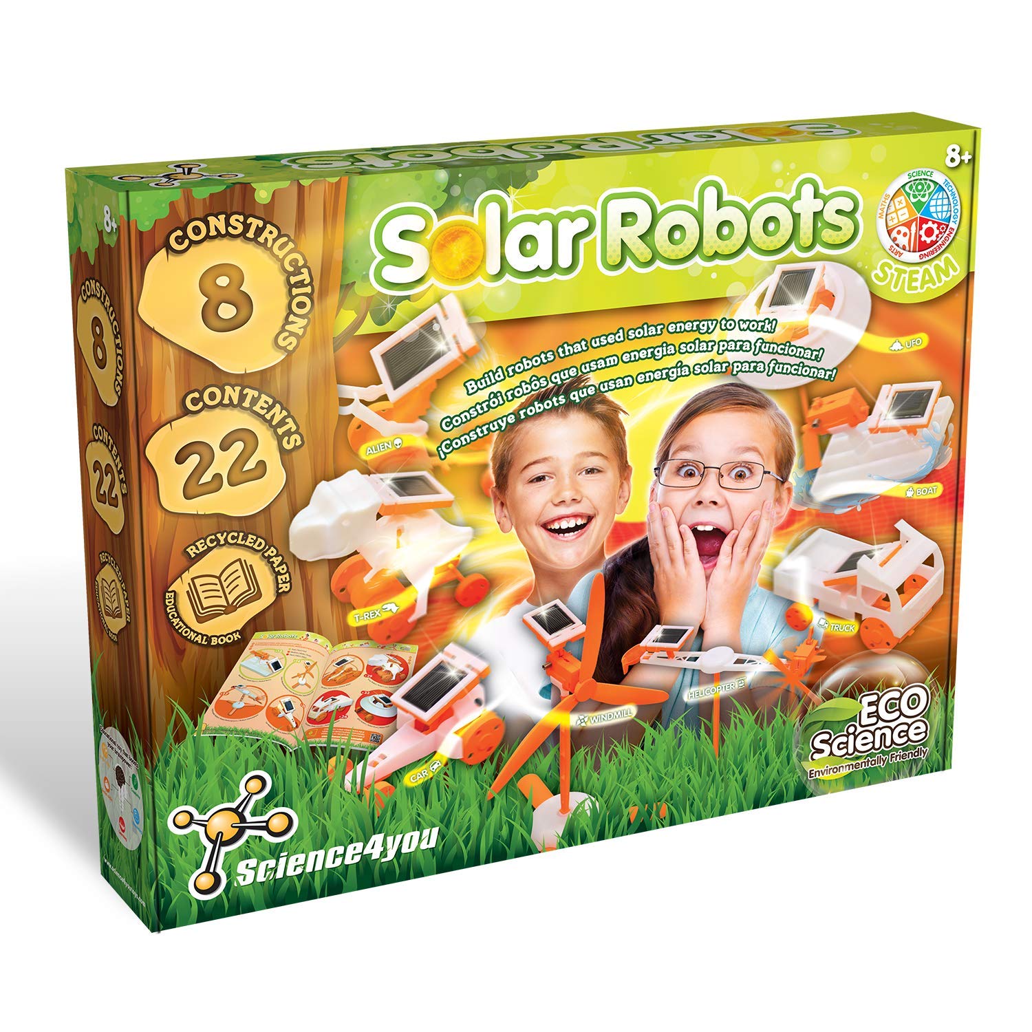 Science4you Solar Robots Construction Kit for Kids 8+ Years - Mechanics Laboratory with 8 Interactive Robots, Robotics and Solar Building Kit for Children 8 Years