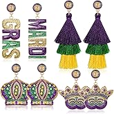 Christmas Earrings Beaded Holiday Earrings for Women Christmas Tree Snowflake Tassel Dangle Earrings New Years Mardi Gras Earrings Festive Party Jewelry Gifts