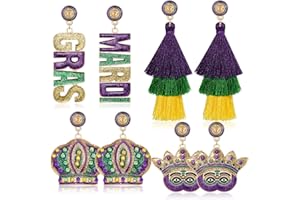 BSJELL Christmas Earrings Beaded Holiday Earrings for Women Christmas Tree Snowflake Tassel Dangle Earrings New Years Mardi Gras Earrings Festive Party Jewelry Gifts