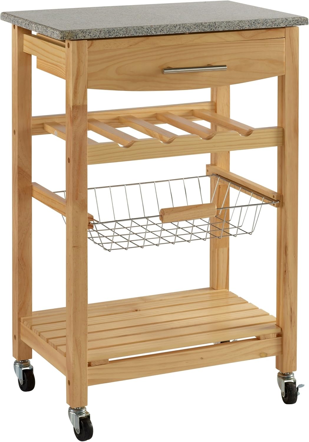 Rustic Style Small 1 Drawer Mobile Kitchen Cart With Casters