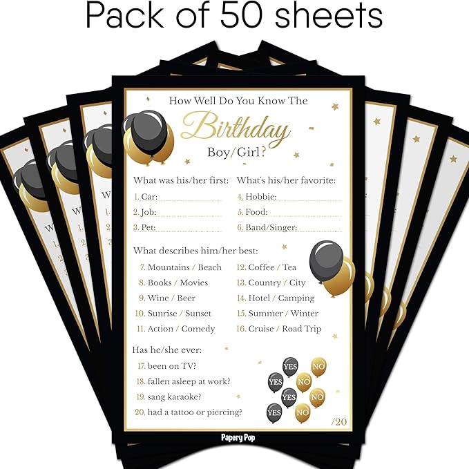Geburtstagsspiele How Well Do You Know The Birthday Boy Or Girl 50 Stuck Amazon De Spielzeug