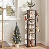 HOOBRO Tall Shoe Rack Vertical Organizer 8-Tier Narrow Rustic Brown EBF07XJ01G1 view 2