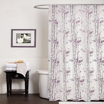 CASA Furnishing PVC Plastic Shower Curtain with 8 Hooks (9 ft, Purple)