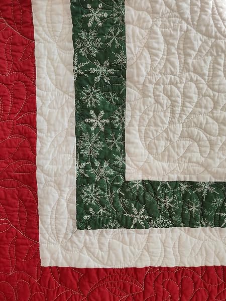VOHANIDE HANDMADE KING SIZE PATCHWORK QUILT SET WITH EMBROIDERED CARDINAL & STARS – RUSTIC FARMHOUSE COTTON BEDDING – CRIMSON, FOREST GREEN & GOLD – ALL SEASON DECORATIVE QUILT