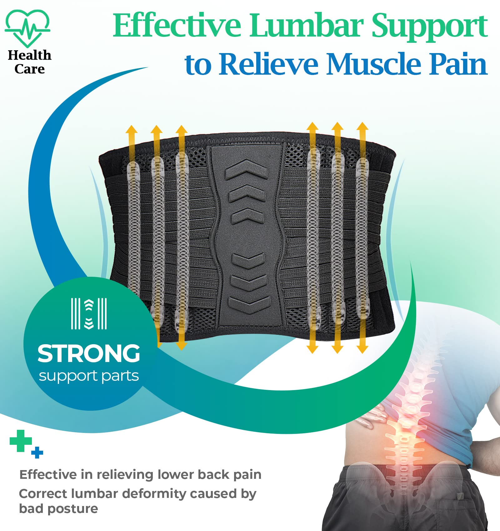 Back Brace for Lower Back Pain Relief - Men Women Back Support Belt for Heavy Lifting Sciatica Scoliosis Herniated Disc - Adjustable Lumbar Support Belt Breathable Mesh Design (L 30.7