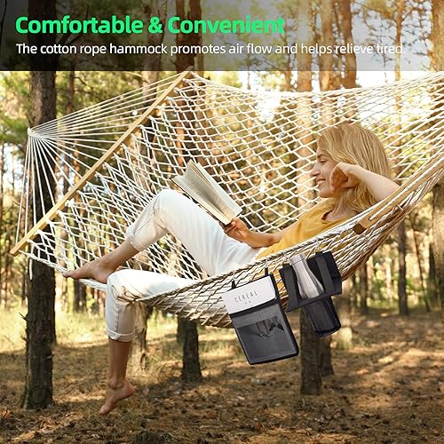 Cotton Rope Hammock with Tree Straps Kit, Ohuhu 52-Inch Wide