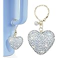 Mokoart Glitter Heart Shape for Stanley Decorations, Tumbler Accessories for Stanley Cup with Handle 40 oz 30 oz, Bling Cute Love Heart Decor for Stanley Cup Accessories