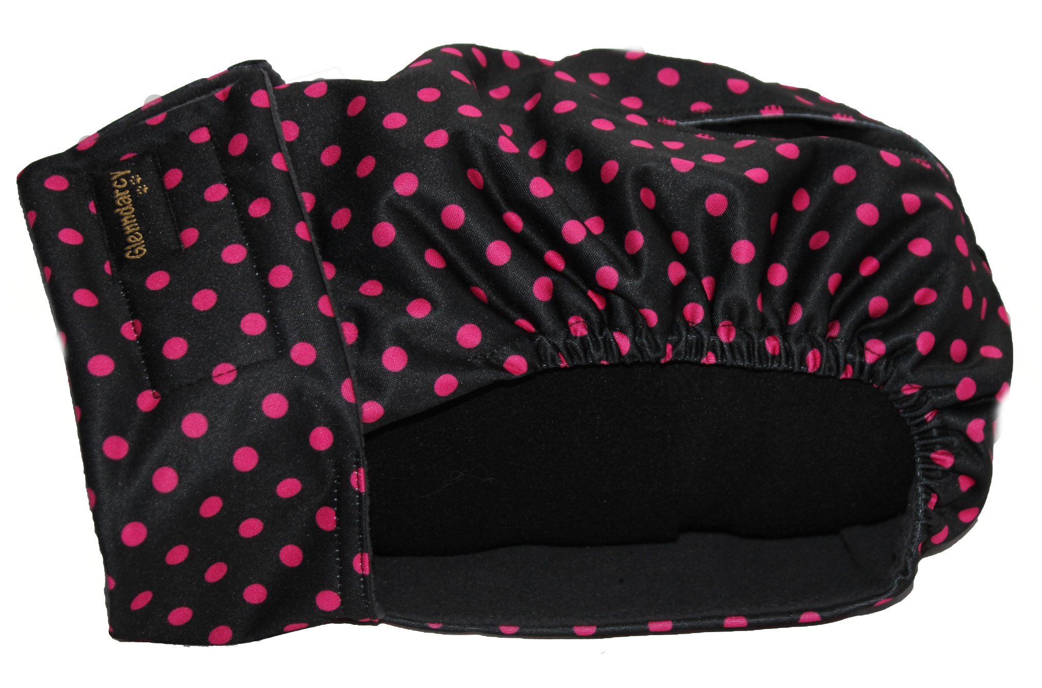 Glenndarcy Female Dog Season Nappy Diaper - Black Pink Dots Medium Long Pants only