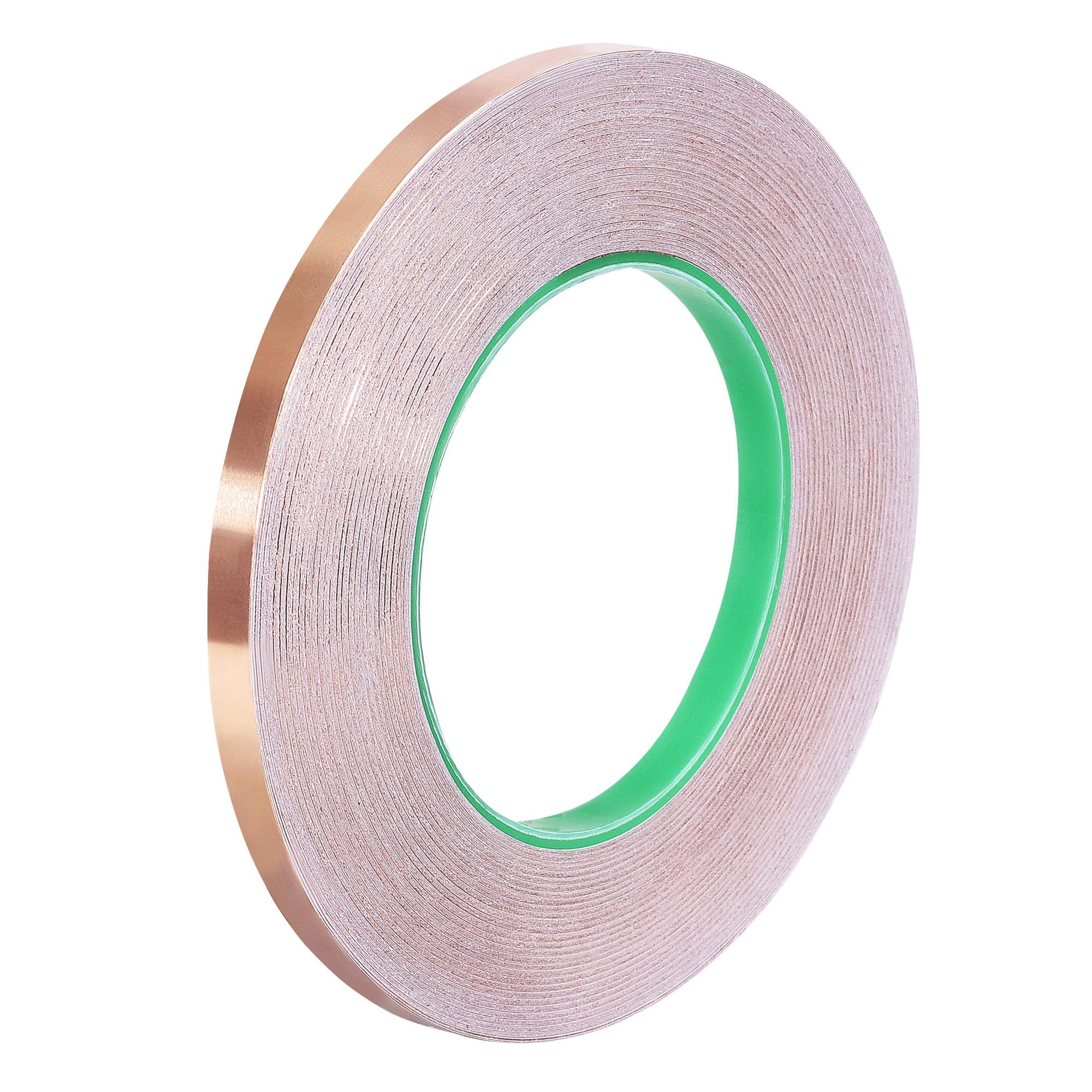 uxcell Double-Sided Conductive Tape Copper Foil Tape Adhesive 6mm x 50m/164ft for Guitar, EMI Shielding Crafts, Electrical Repairs, Stained Glass 1pcs