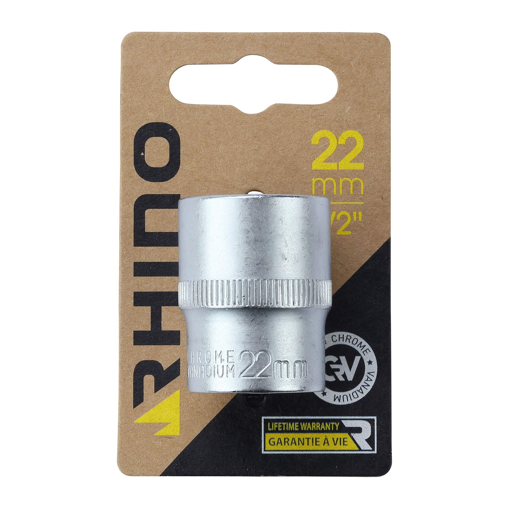 RHINO 9152 Hexognal 22 mm Hex Socket Sets, Short Metric 6-Point Diameter 22 mm Square Drive 1/2 Inch High Quality (Chrome Vanadium) Various Sizes Available, NC