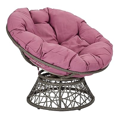 Purple Cushioned Swivel Papasan Chair with Grey Guyana Ubuy
