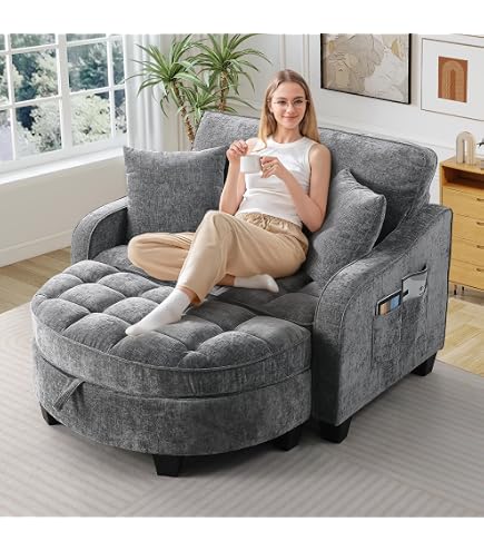 Amazon.com: ZX Design Oversized Chaise Lounge Chair with Ottoman