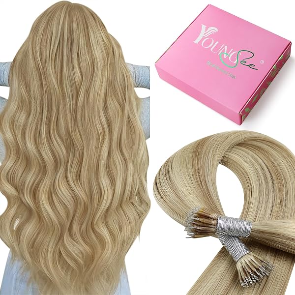Balmain Micro Ring Extensions Echthaar – 50 Stück, 40 Cm Länge, Farbe Natural Ash Blonde #8A