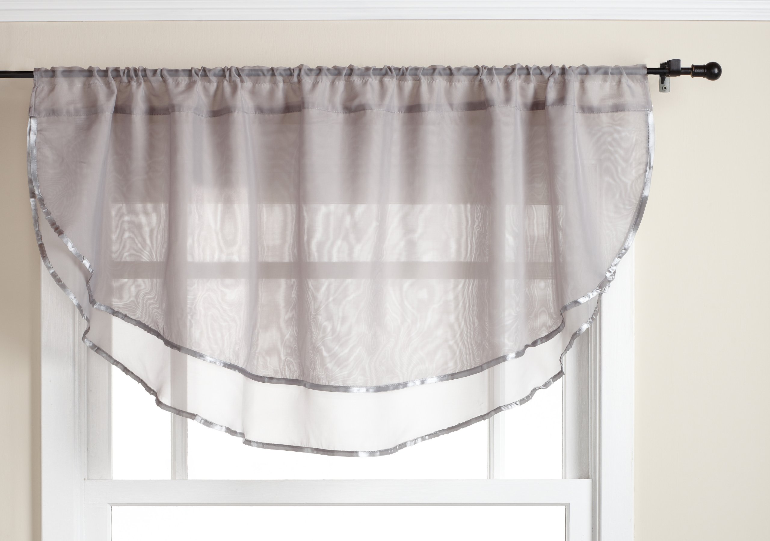 Stylemaster Elegance 60 by 24-Inch Sheer Voile Ascot Valance, Silver