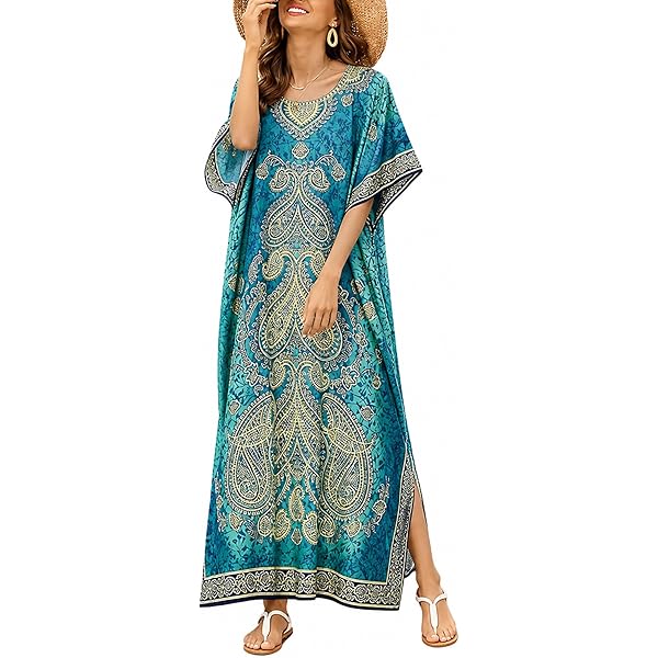 Rhea Women's Flower Pattern Embroidered Long Dress (US, Alpha, One Size, Regular, Regular, Blue) at Amazon Women's Clothing store Rhea Women's Flower Pattern Embroidered Long Dress (US, Alpha, One Size, Regular, Regular, Blue) at Amazon Women's Clothing store