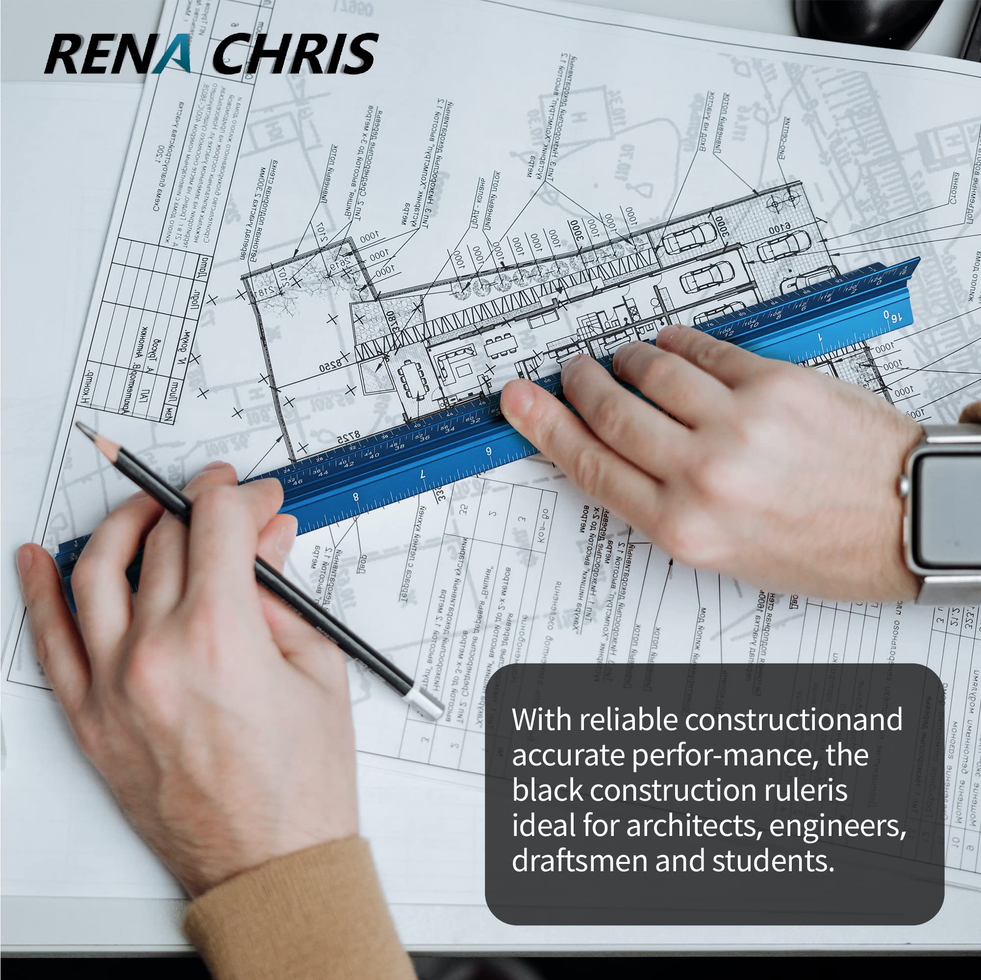 Architecht Ruler Mua Rena Chris Architectural Scale Ruler, 12