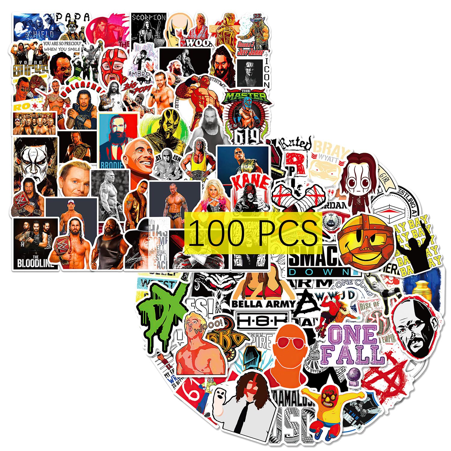 GTOTd Wrestling Stickers (100Pcs) Sports Gifts Merchandise Merch Party Supplies Vinyl Water Bottle Luggage Guitar Skateboard Cute Aesthetic Manga Gifts for Teens