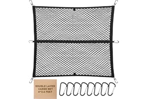 SwiftGaze Highly Elastic Cargo Truck Bed Net Durable Cargo Net Keeping Cargo Secure with 8 Hooks Strong Bungee Net for Car Pickup SUV Trailer Truck Bed Organize (Double Layer)