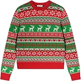 TRENDSTITCH Girls Fair Isle Sweater – Chunky Wool Blend Crewneck Pullover, Long Sleeve Knit Jumper for Fall Winter Xmas