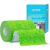 OK TAPE PRO Kinesiology Tape Uncut Roll, Elastic Physical Therapy Athletic Tape for Pain Relief, Muscle Support, Kinetic Tape, Water Resistant, 2in X 16.4ft -Green 2 Rolls