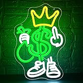 Money Neon Sign for Wall Decor Dimmable Crown Dollar Neon Light for Man Cave LED Light Up Sign for Shop Game Room Bedroom Store Bar Pub Party Christmas Birthday Gift Art Size 13.7 * 9.2In (WZCP207)