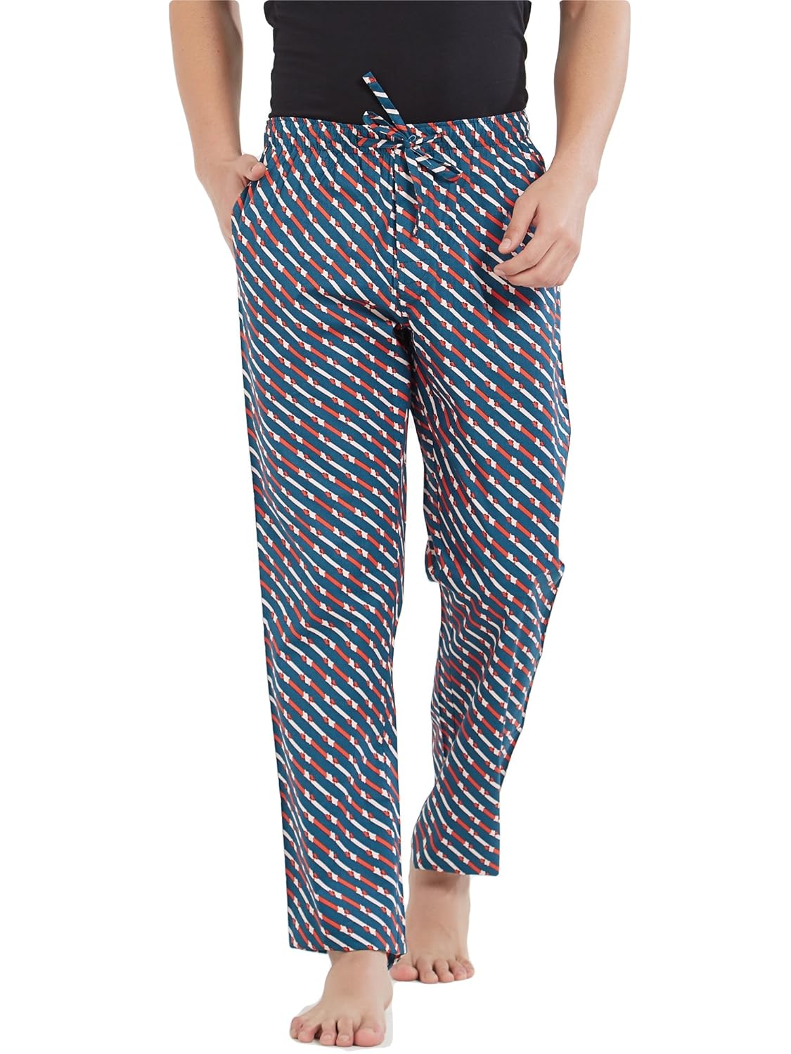 xyxx men's compact cotton printed pyjama-almond
