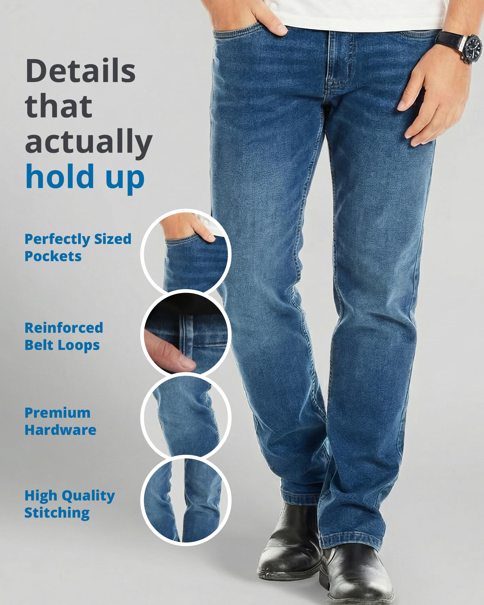 The Perfect Jean TPJ Mens Athletic Fit Jeans OG Stretch (Admiral - Med Blue, 38x32)