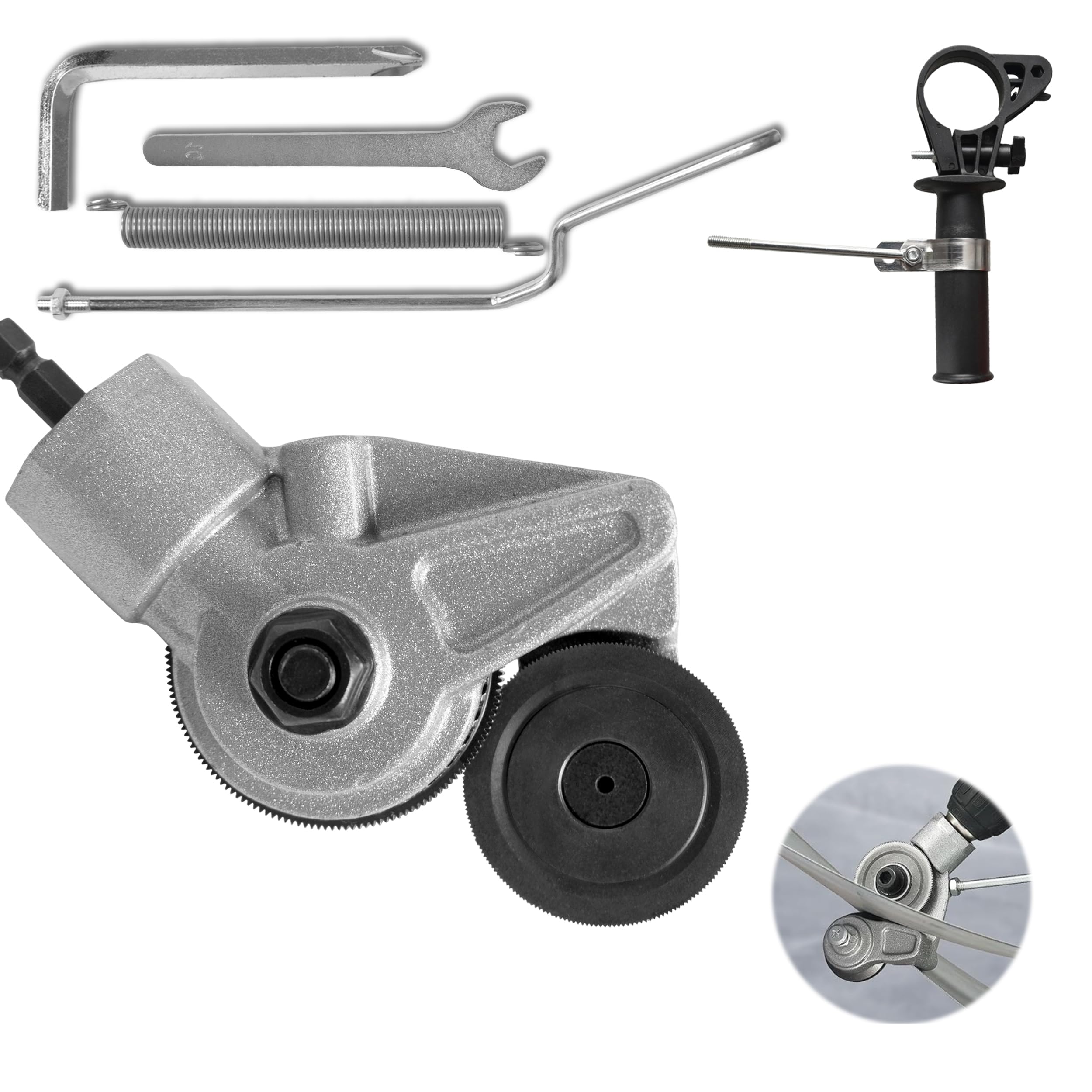 Electric Drill Plate - Metal Shear - Nibbler Drill Attachment Drill Shears, Multipurpose Electric Drill Shears Cutter,Double Cutting Head Sheet Safe for Metal Cutting (Upgraded - Universal)
