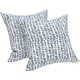 LVTXIII 2 Pack Outdoor Pillow Covers ONLY 18x18 Inch, Water-Repellent Square Decorative Cushion Covers for Patio Furniture, Garden, Sofa, A Pebble Blue