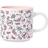 Silver Buffalo Hello Kitty Polka Dot Food Scribble Single Stackable Ceramic Mug, 13 Ounces