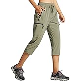 Libin Women's Capri Pants Lightweight Quick Dry Cargo Hiking Capris Travel Casual Cropped Pants Zipper Pockets
